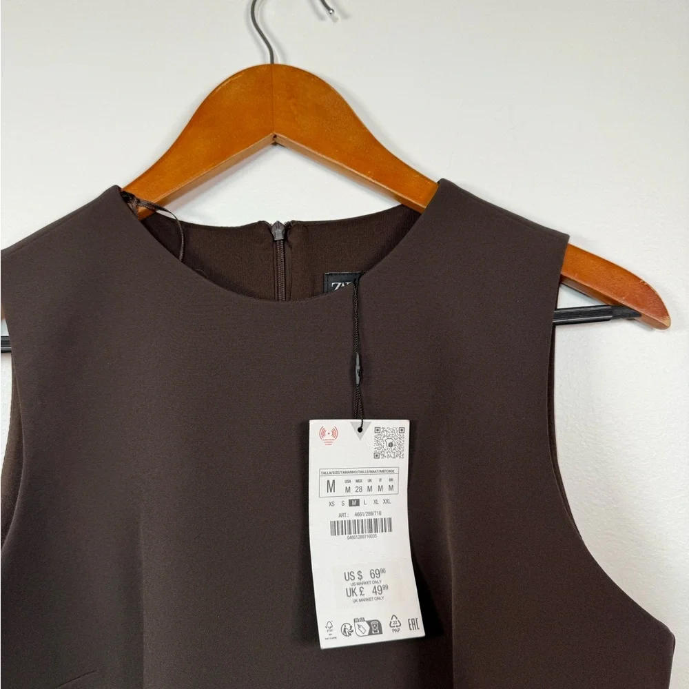 Zara Tulle Dress With‎ Voluminous Hem in Mocha Brown - Picture 3 of 8